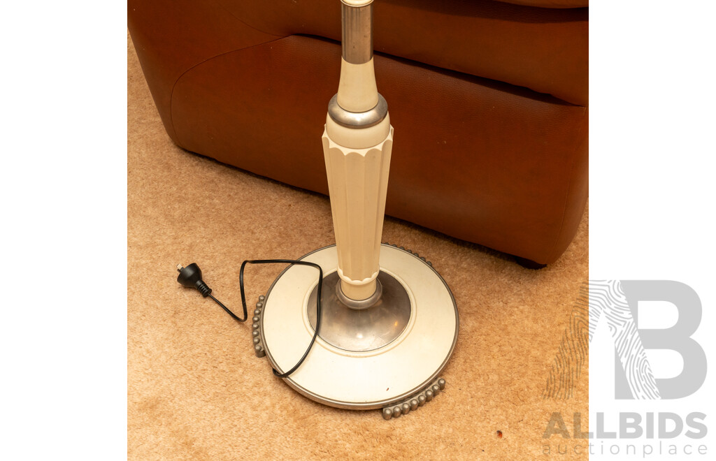 Art Deco Bakelite Floor Lamp with Glass Shade