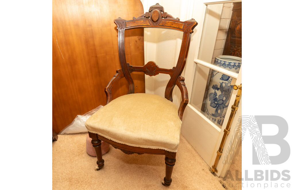 Late Victorian Eastlake Style Walnut Armchair