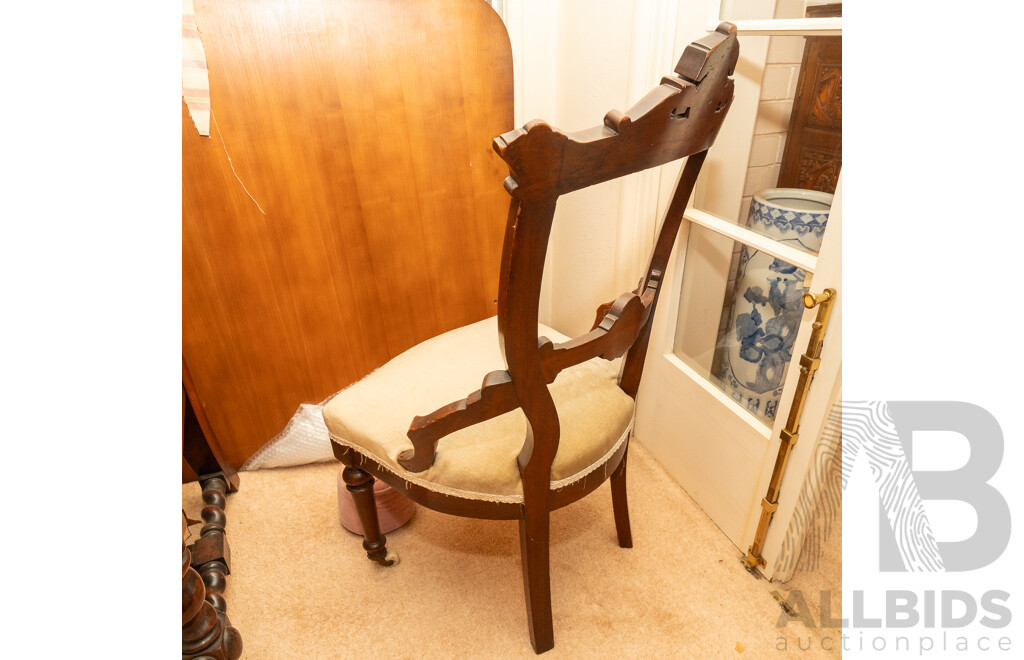 Late Victorian Eastlake Style Walnut Armchair