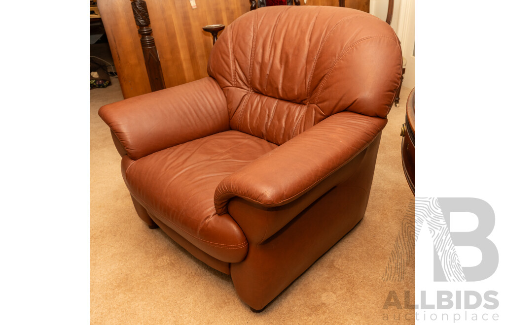 Modern Three Piece Dusty Red Leather Lounge Suite
