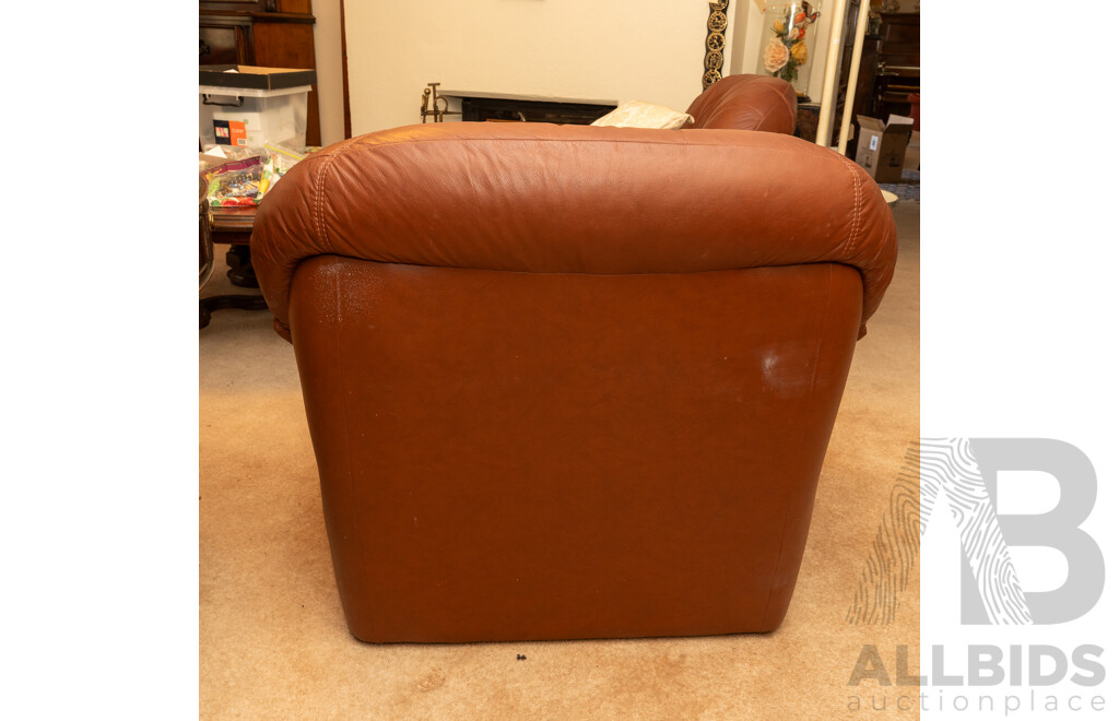 Modern Three Piece Dusty Red Leather Lounge Suite