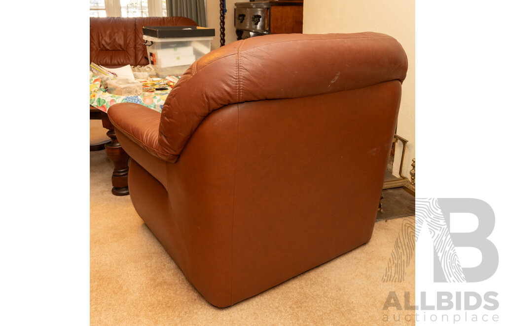 Modern Three Piece Dusty Red Leather Lounge Suite