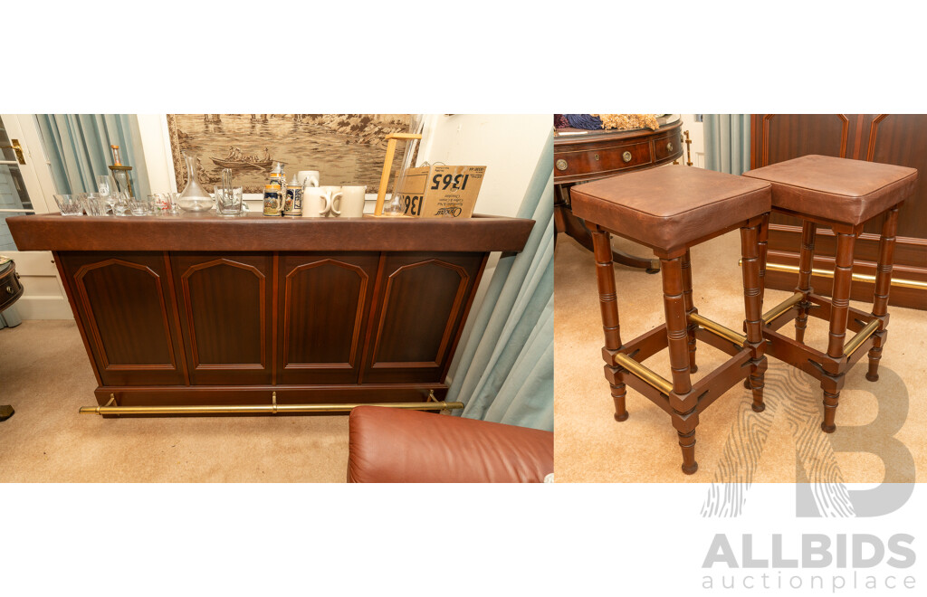 Modern Timber Bar Unit with Two Stools