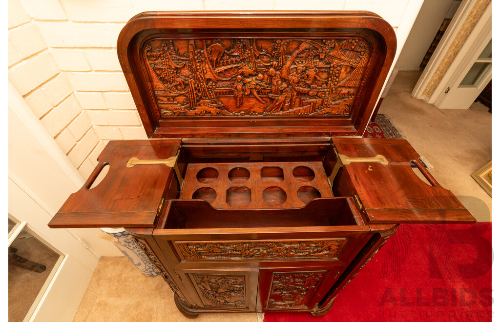 Chinese Hardwood Convertible Bar Unit