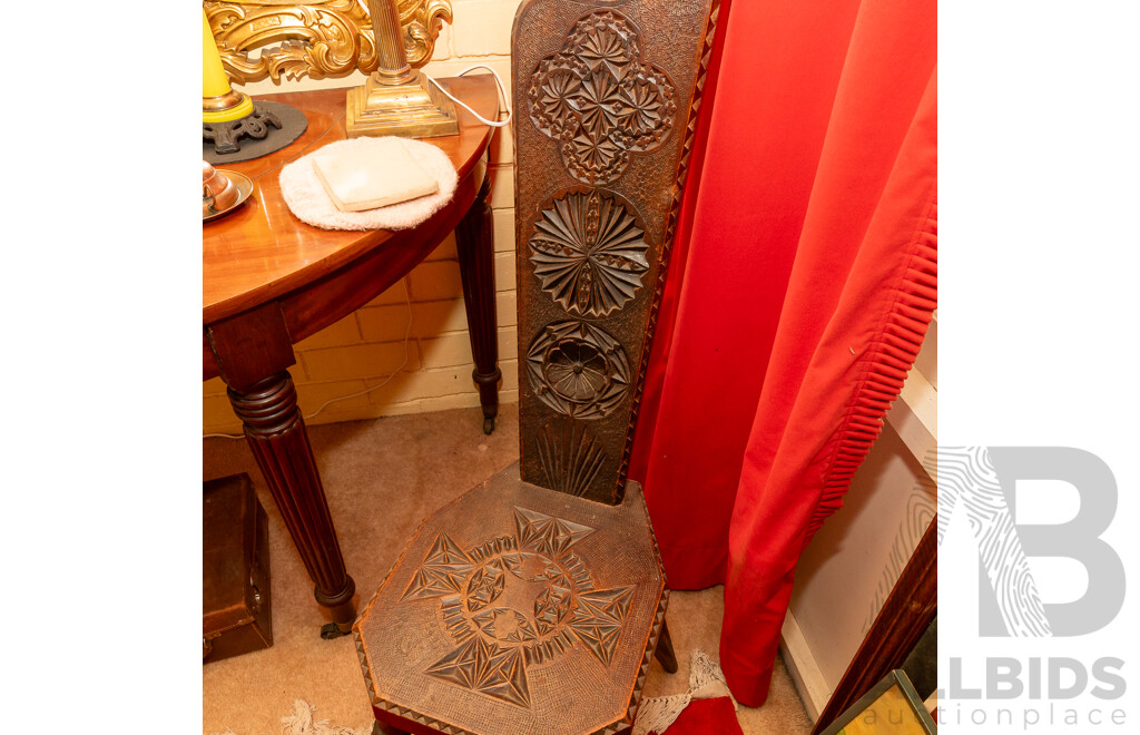 Heavily Carved Timber Spinning Chair