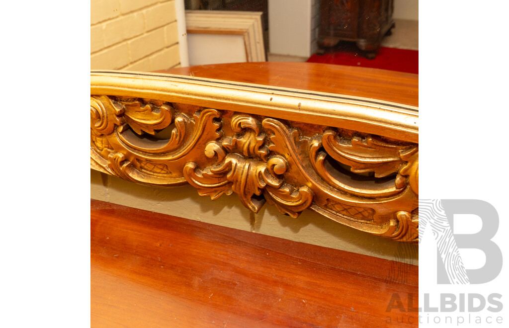 Large Composite Gilt Framed Mirror with Soaring Eagle to Top