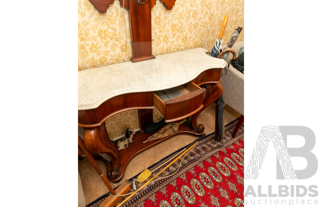 Victorian Mahogany Hall Tree with Shaped Marble Top