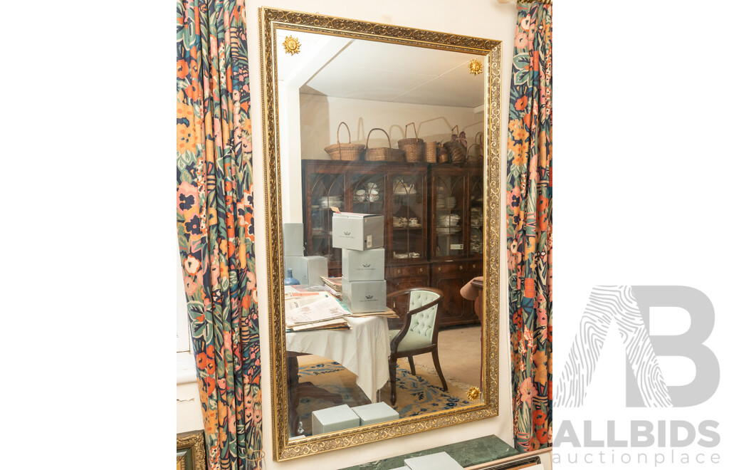 Large Gilt Framed Mirror with Embossed Border