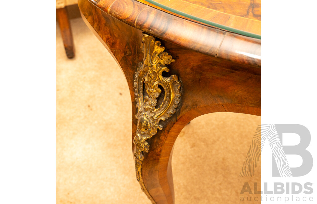 Early Victorian Burr Walnut Kidney Shaped Writing Desk