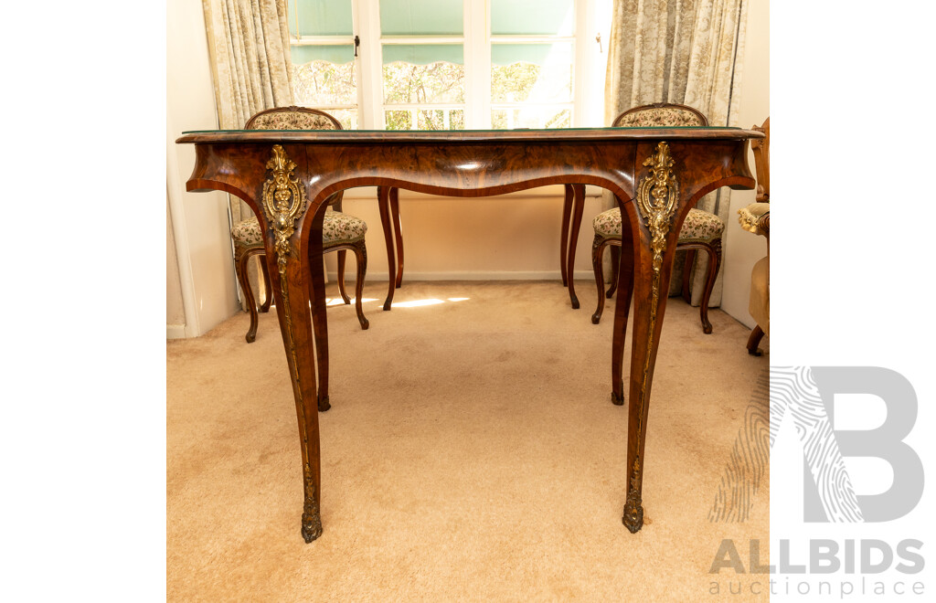 Early Victorian Burr Walnut Kidney Shaped Writing Desk