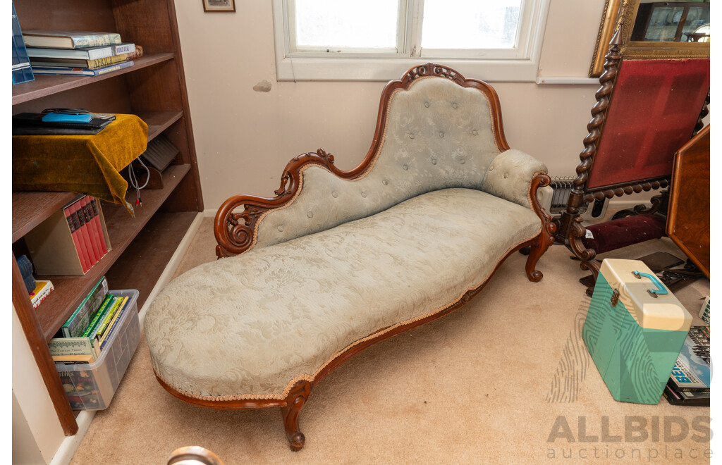 Victorian Mahogany Open Ended Chaise Lounge