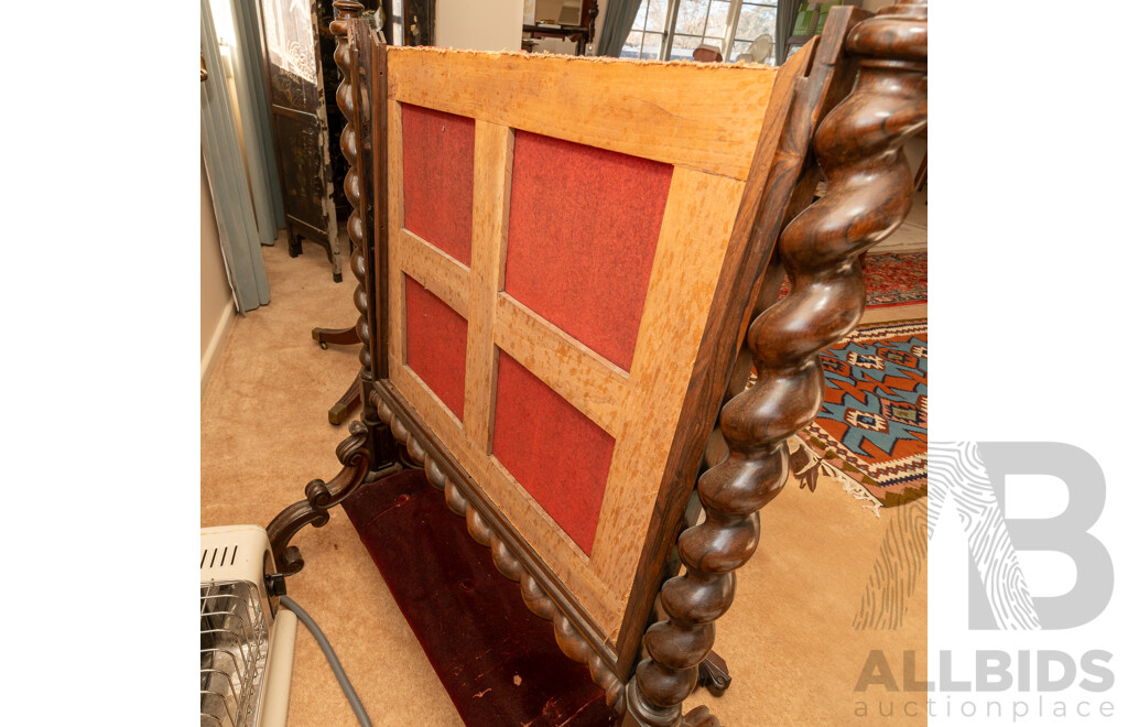 Victorian Brazilian Rosewood Barley Twist Fire Screen