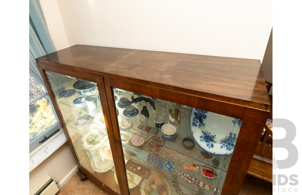 Art Deco Veneered Two Door Display Cabinet