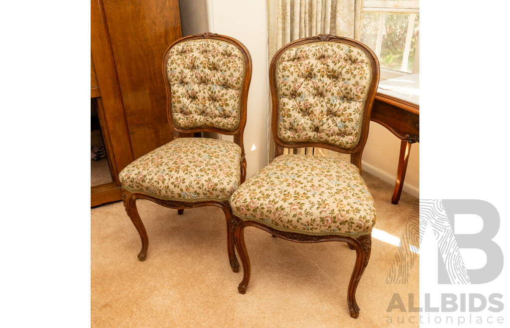 Pair of Victorian Walnut Dining Chairs with Needlepoint Upholstery