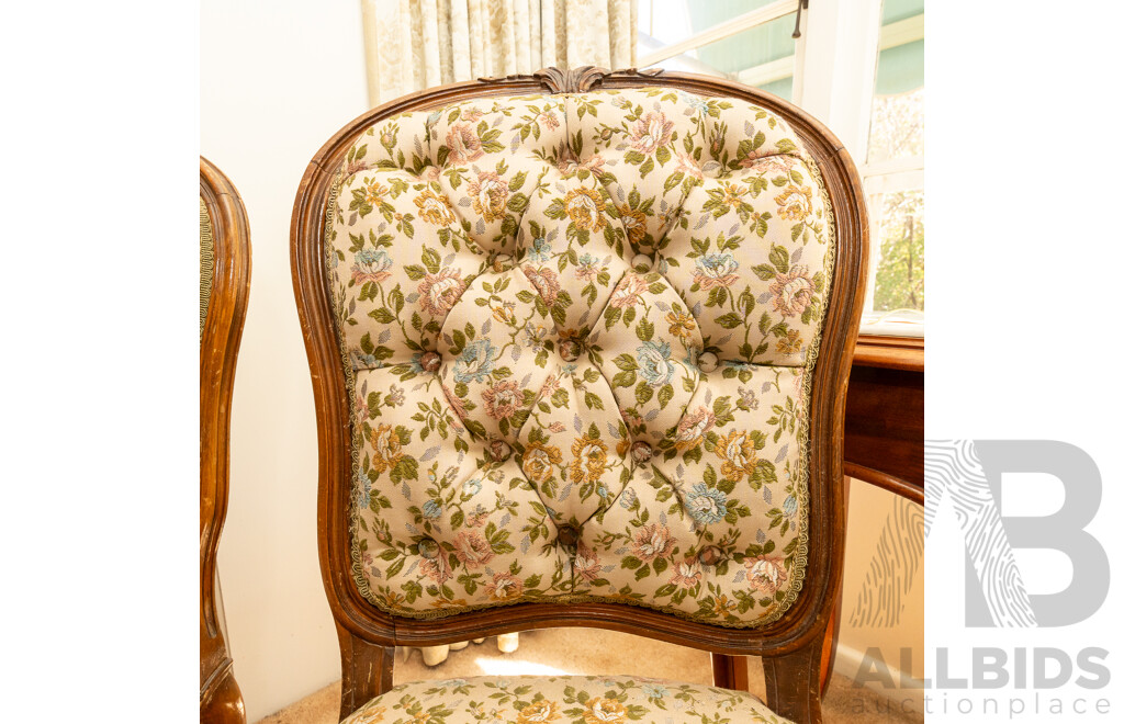 Pair of Victorian Walnut Dining Chairs with Needlepoint Upholstery