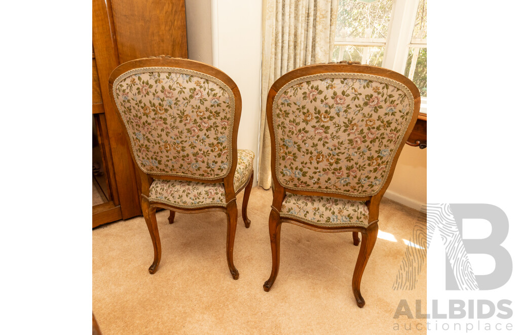 Pair of Victorian Walnut Dining Chairs with Needlepoint Upholstery