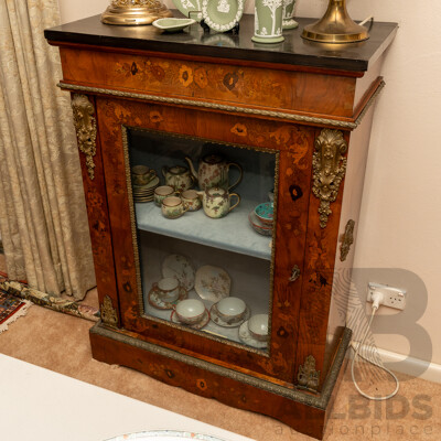 Early Victorian Bur Walnut Pier Cabinet with Extensive Inlay