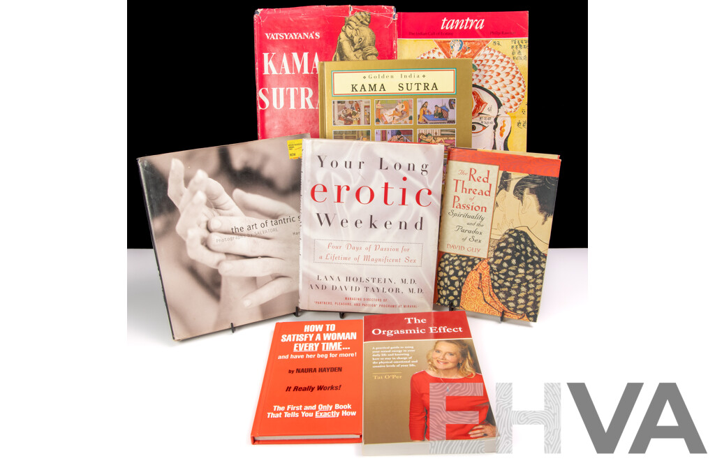 Collection Eight Books Relating to Erotic Subjects Including the Vatsyayana's Kamasutra, DB Taraporevala Sons Private Edition, 1963, The Red Thread of Passion by D Guy and More