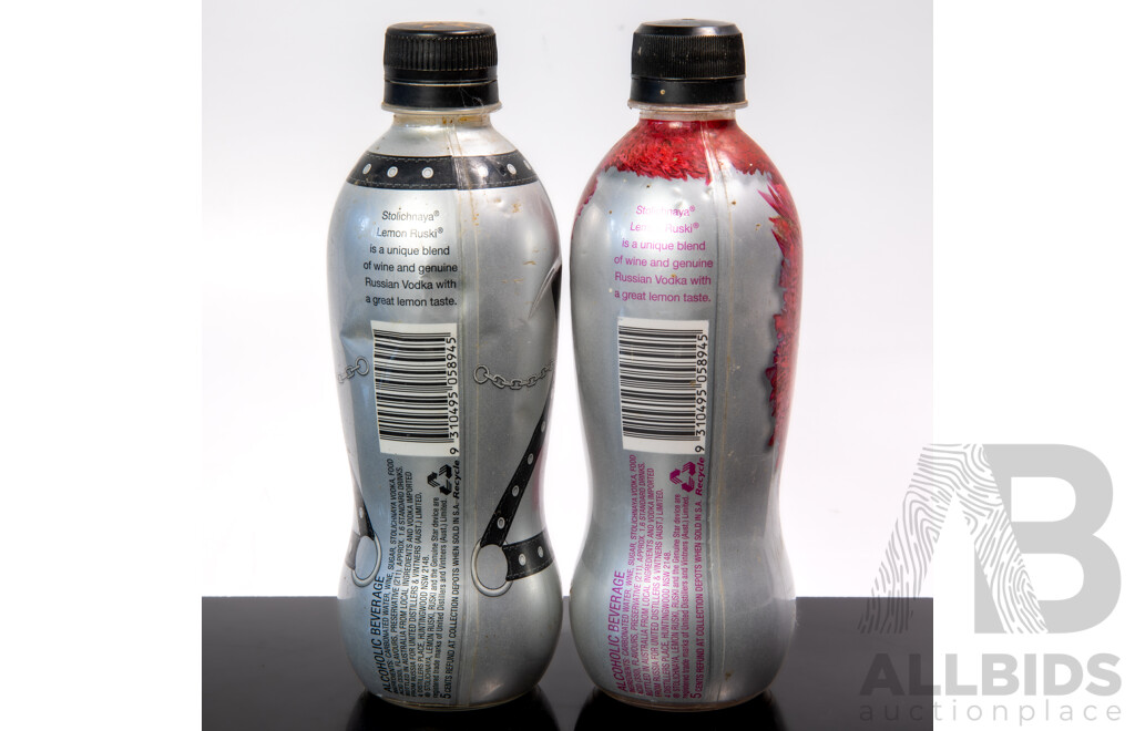 Limited Special Edition Stolichnaya Plastic Mardi Gras 2000 Butch & Bitch 400ml Bottles, Empty