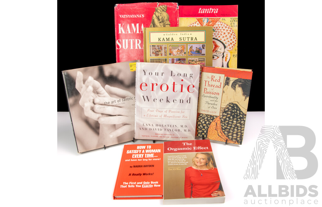 Collection Eight Books Relating to Erotic Subjects Including the Vatsyayana's Kamasutra, DB Taraporevala Sons Private Edition, 1963, The Red Thread of Passion by D Guy and More