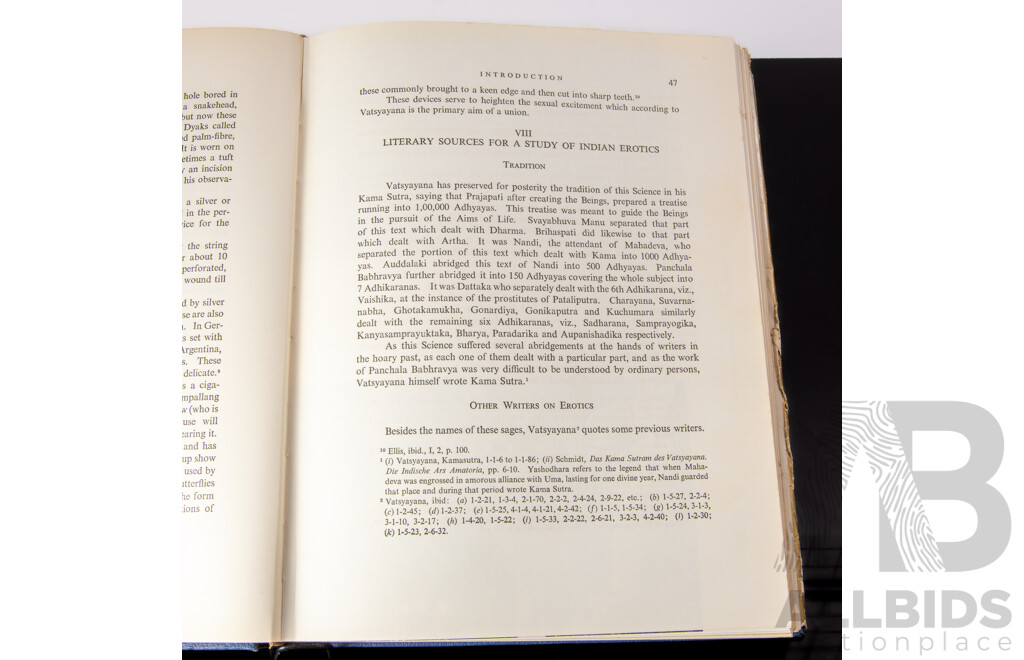 Collection Eight Books Relating to Erotic Subjects Including the Vatsyayana's Kamasutra, DB Taraporevala Sons Private Edition, 1963, The Red Thread of Passion by D Guy and More