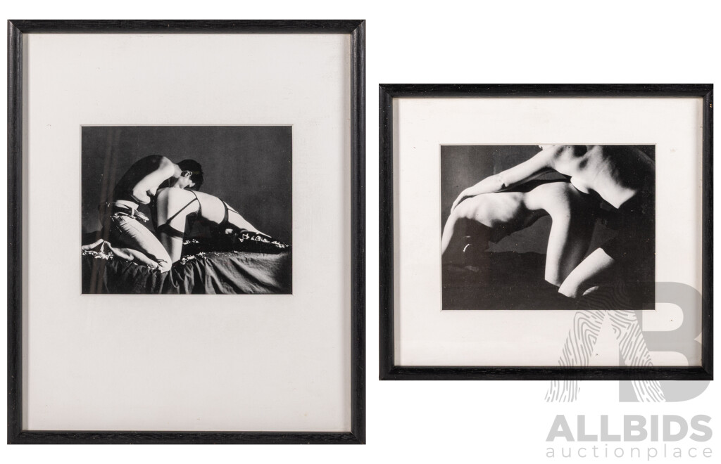 Artist Unknown, Pair of Black and White Erotica Photographs, 43 x 36 cm (largest frame) (2)
