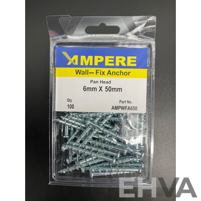Assortech Fasteners and Anchors, Including Wall- Fix Anchors, Nylon Plasterboard Anchor, Sleeve Bolt Anchor, Hex Roof Screw and Rivet  - Lot of 65