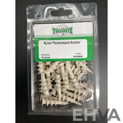 Assortech Fasteners and Anchors, Including Wall- Fix Anchors, Nylon Plasterboard Anchor, Sleeve Bolt Anchor, Hex Roof Screw and Rivet  - Lot of 65