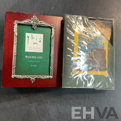 Assorted Photo Frames, Albums, and Wishing Cards