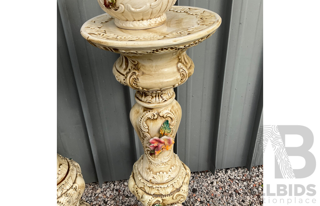 Vintage Capodimonte Floral Pitcher/Vase - Lot of 7