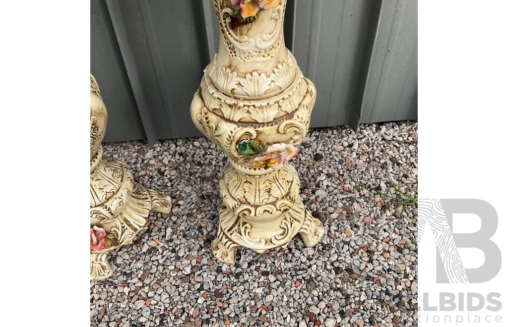 Vintage Capodimonte Floral Pitcher/Vase - Lot of 7