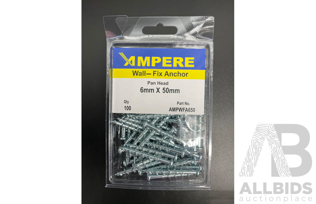 Assortech Fasteners and Anchors, Including Wall- Fix Anchors, Nylon Plasterboard Anchor, Sleeve Bolt Anchor, Hex Roof Screw and Rivet  - Lot of 65