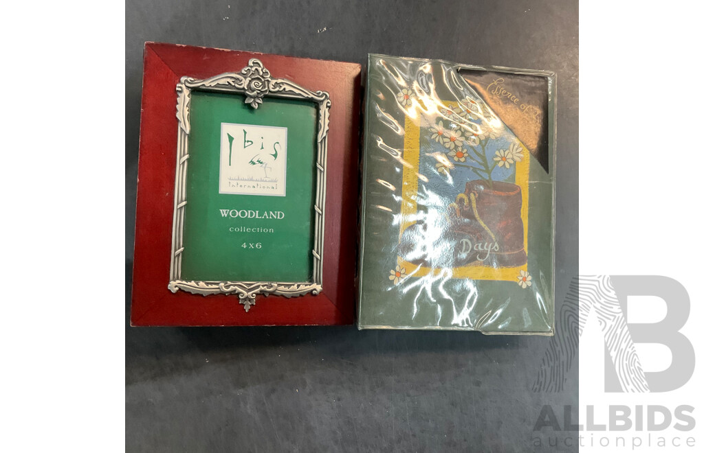 Assorted Photo Frames, Albums, and Wishing Cards
