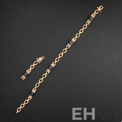 SCRAP or REPAIR - 9ct Dark Sapphire & Diamond Set Bracelet, TDW 0.10ct, 19cm, 7.27 Grams