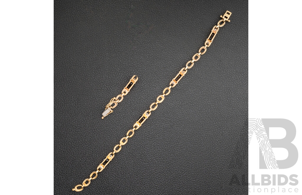 SCRAP or REPAIR - 9ct Dark Sapphire & Diamond Set Bracelet, TDW 0.10ct, 19cm, 7.27 Grams