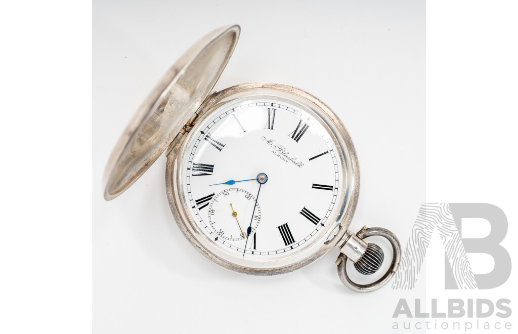 M. Blasbalk Albury 50mm Antique Sterling Silver 50mm Pocket Watch, 101.59 Grams