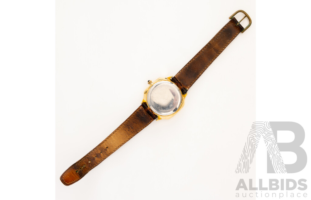 Georges Monnin Q Flatline Vintage Watch, 18ct Plated, Made in France, 33mm