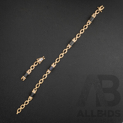SCRAP or REPAIR - 9ct Dark Sapphire & Diamond Set Bracelet, TDW 0.10ct, 19cm, 7.27 Grams