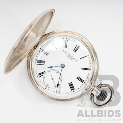 M. Blasbalk Albury 50mm Antique Sterling Silver 50mm Pocket Watch, 101.59 Grams