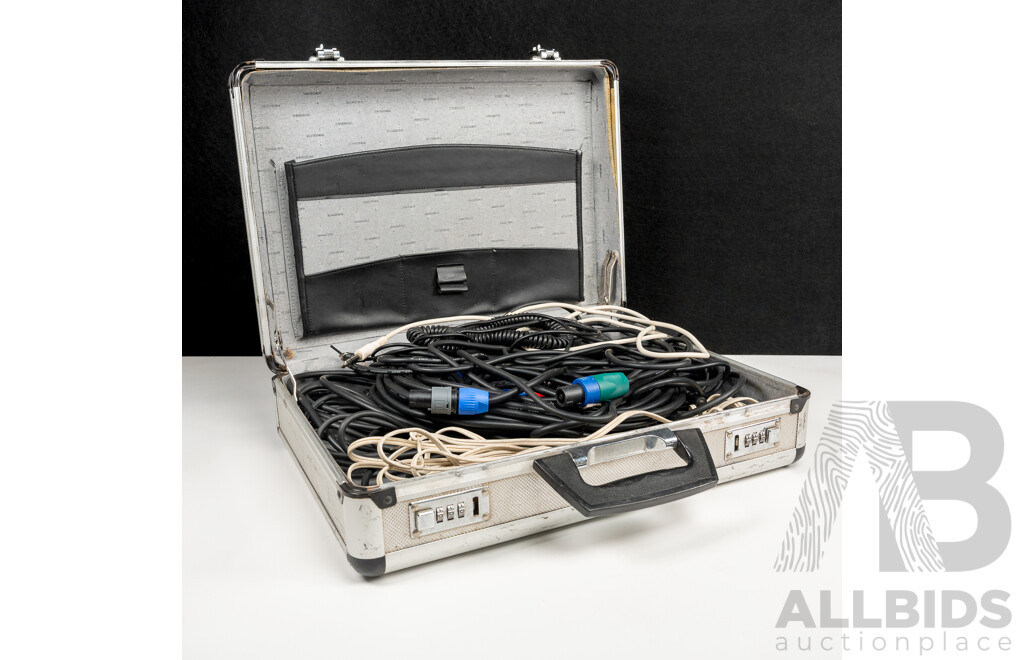 Briefcase with Collection Audio Cables Including Cannons and More