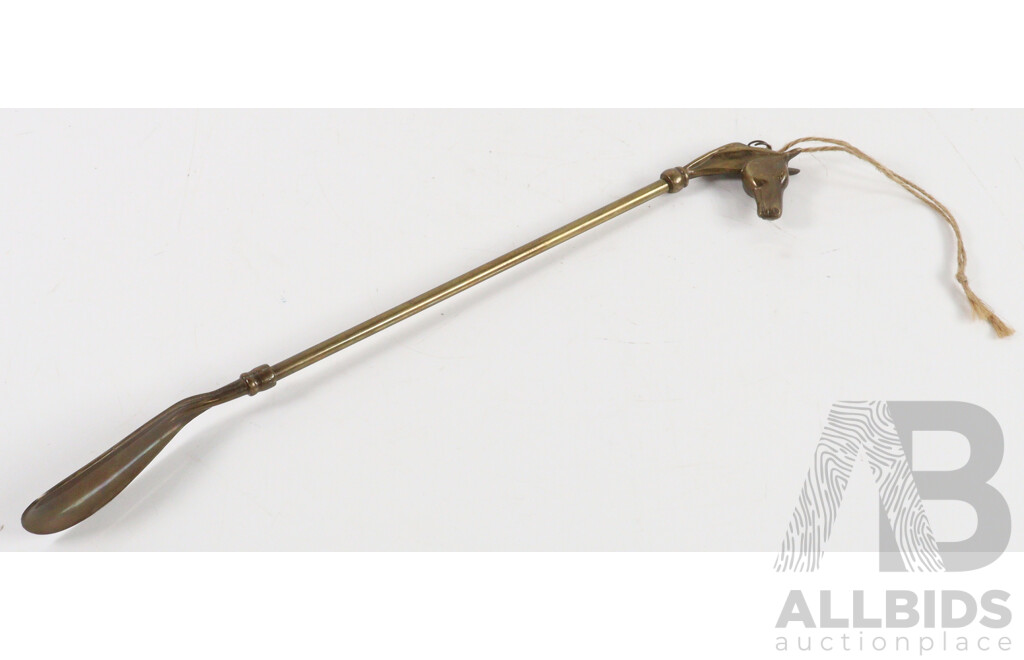 Vintage Brass Shoe Horn with Horse Head Handle