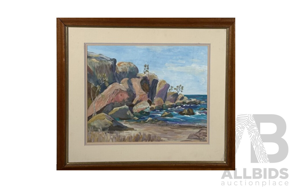 IAC, (20th Century), Rocky Coastline, Original Vintage Oil on Canvas, 62 x 72 cm (frame)