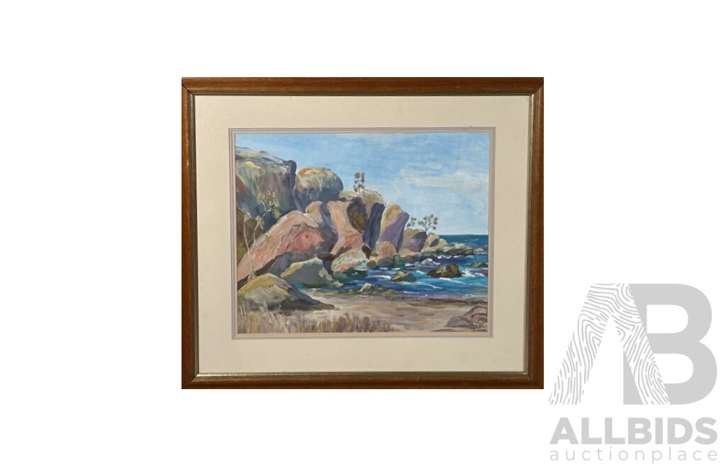 IAC, (20th Century), Rocky Coastline, Original Vintage Oil on Canvas, 62 x 72 cm (frame)