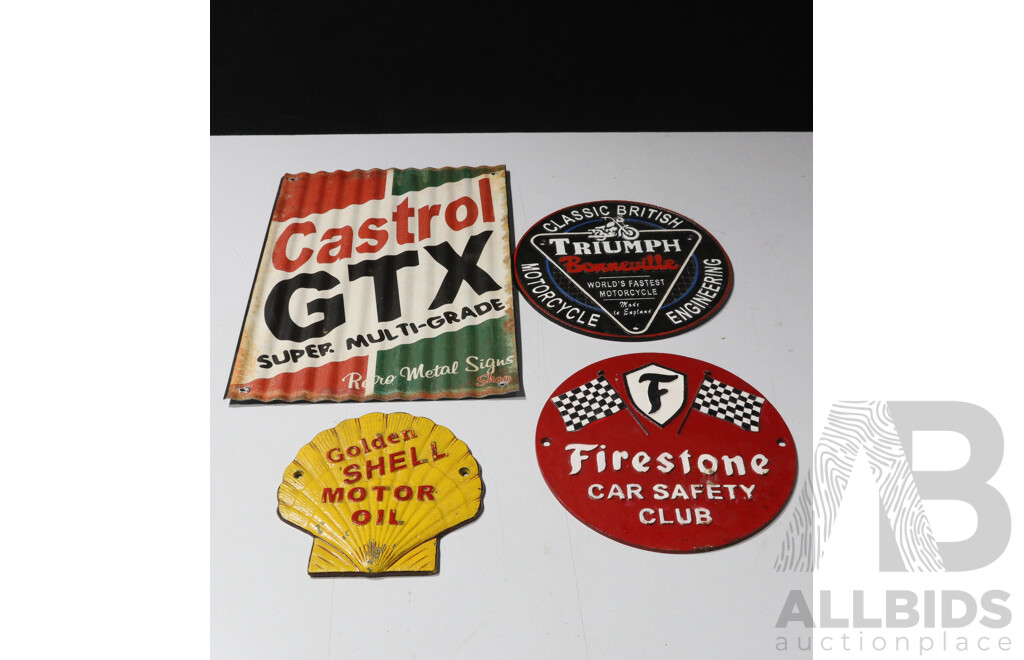 Collection of Three Reproduction Cast Iron Motoring Themed Signs