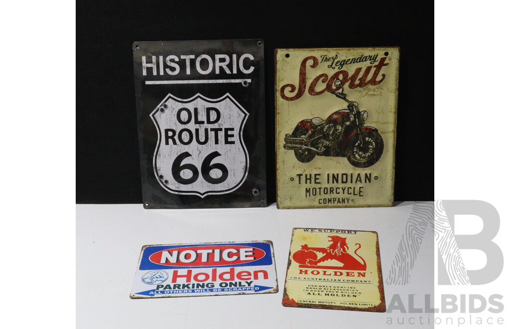 Collection of Four Reproduction Motoring Themed Signs