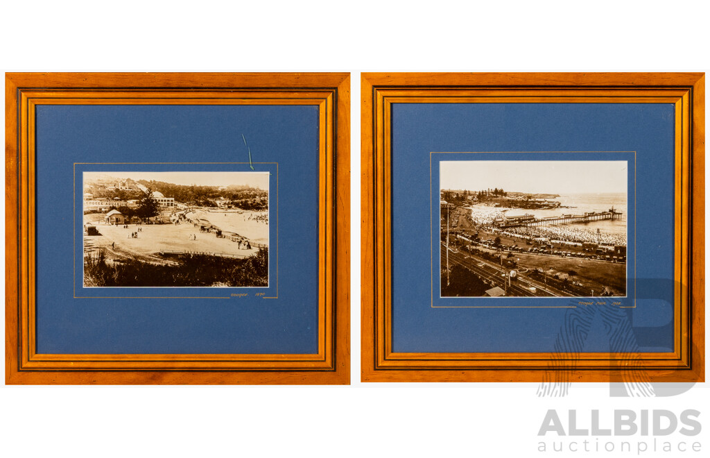 Coogee (1890) and Coogee Pier (1928), Pair of Well Framed Reproduction Quality Prints of  Original Photos, 40 x 45 cm (frames) (2)