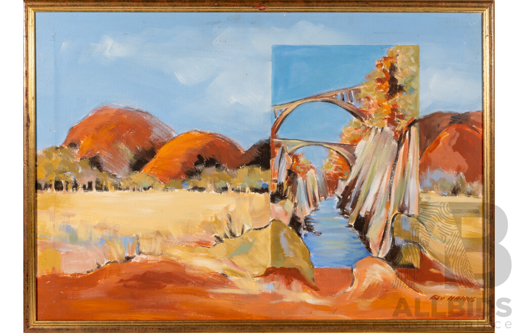 Bev Harris, (20th Century, Australian), Postcard From Japan, Acrylic on Stretched Canvas, 65 x 92 cm (frame)