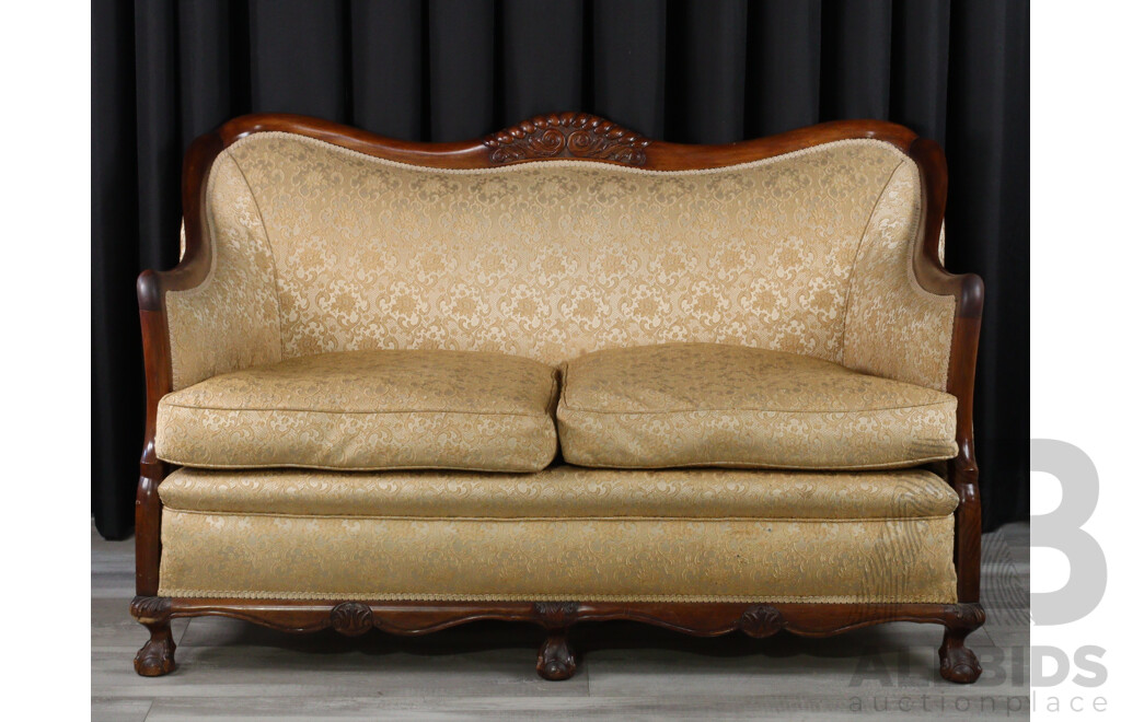 French Antique Hand Carved Two Seater Love Lounge