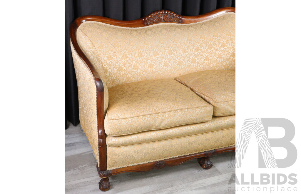 French Antique Hand Carved Two Seater Love Lounge