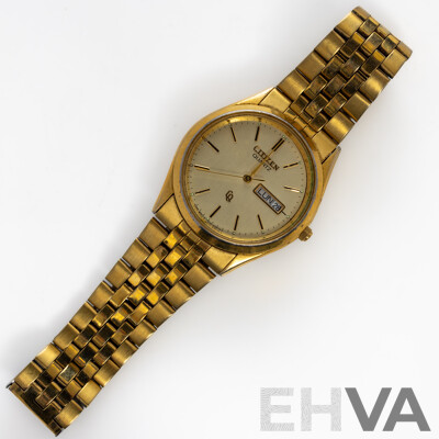 Citizen Quartz Vintage Gold Tone Mens Watch, 35mm, Japan Movt, 6101-R06501RW